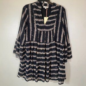 NWT Entro Paint Stripes and Dots Long Sleeve Dress
